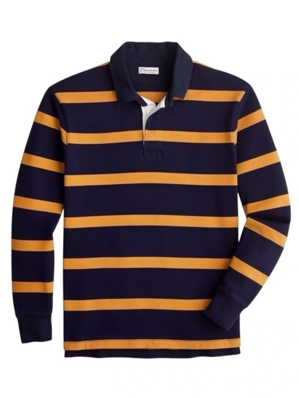 J. Crew Blue & Orange Stripe Preppy Academia Old Money Rugby Shirt Size L